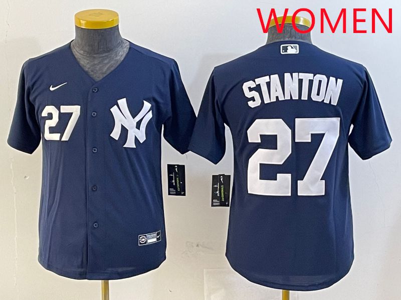 Women New York Yankees #27 Stanton Blue Game 2025 Nike MLB Jersey style 4->women mlb jersey->Women Jersey